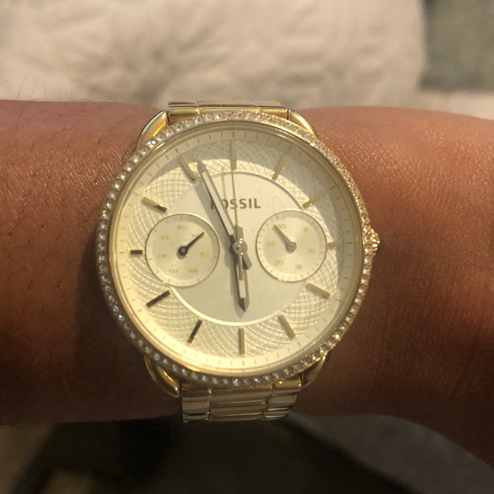 Fossil Women's Elegant Gold Watch with Crystal Details